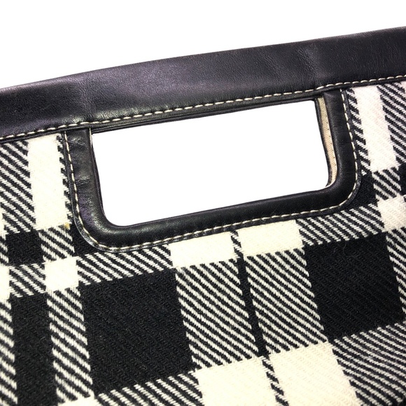 Banana Republic Black Plaid Clutch Leather Handle Bag - Picture 14 of 14